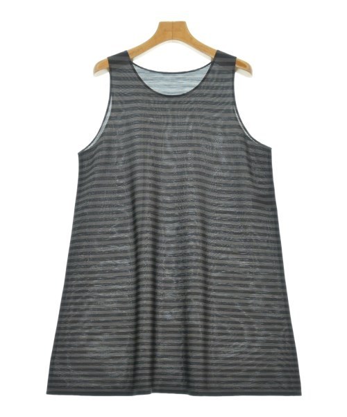 PLEATS PLEASE ワンピース 茶xグレー(ボーダー) 2203225E0039