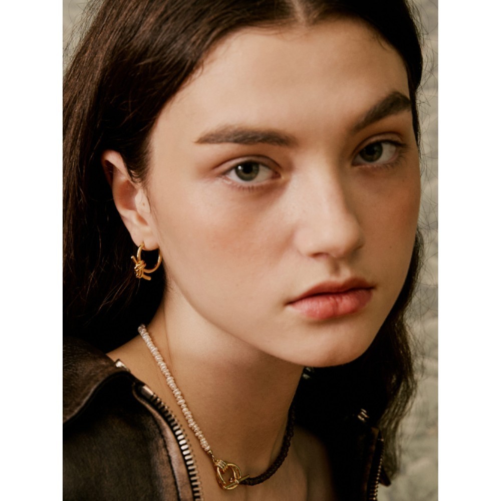 ■VINTAGE HOLLYWOOD■ Knotted Ring Earrings VH2479EA009M