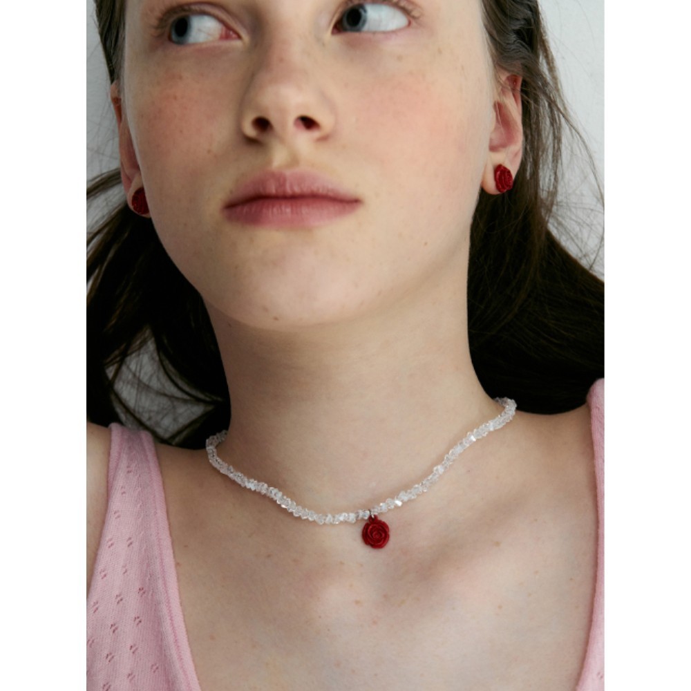 ■VINTAGE HOLLYWOOD■ Crystal Rose Necklace VH2435NE001M
