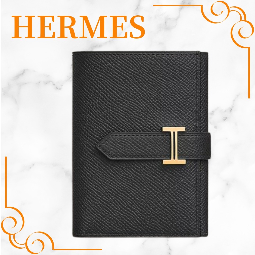 【アイコニック♪】HERMES ベアン 三つ折り財布 ゴールド金具