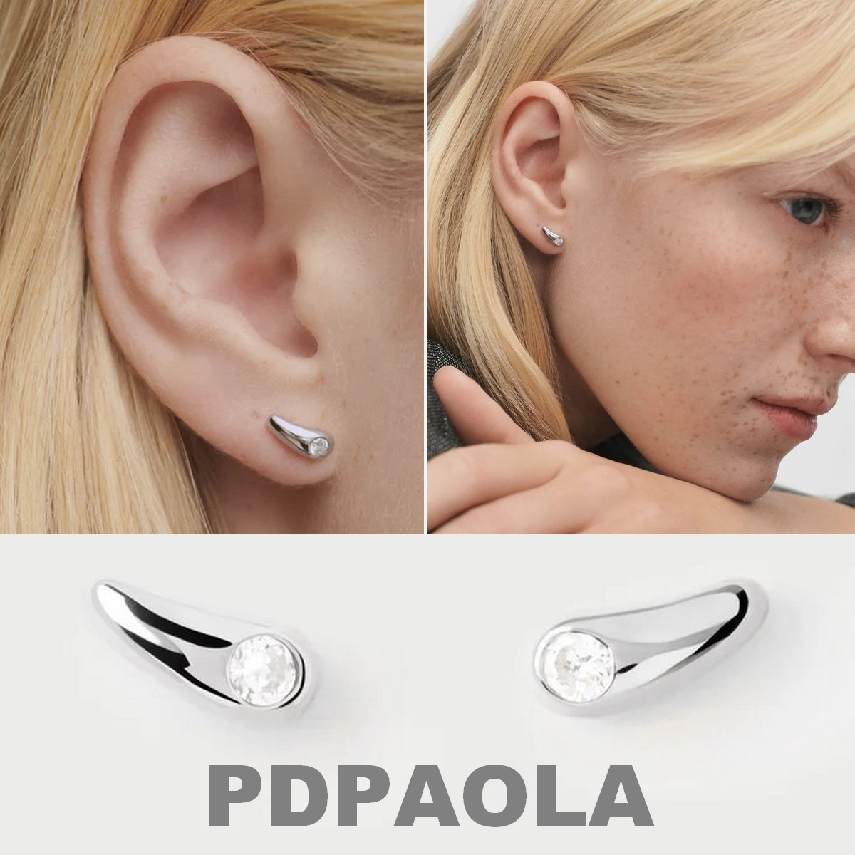 【限定】PDPAOLA◆Silver925 x ラインストーンスタッズピアス◆S