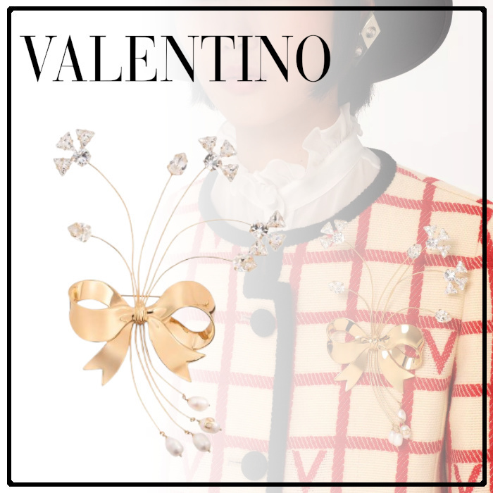 国内即発【Valentino】パピエフローラル クリスタル ブローチ