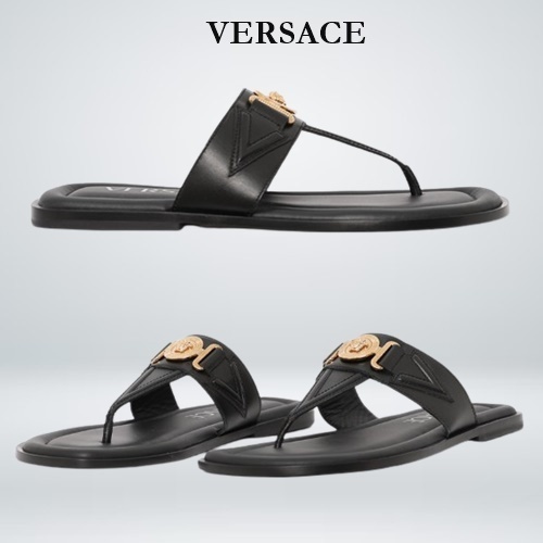 VERSACE ヴェルサーチェ Tストラップ レザー サンダル