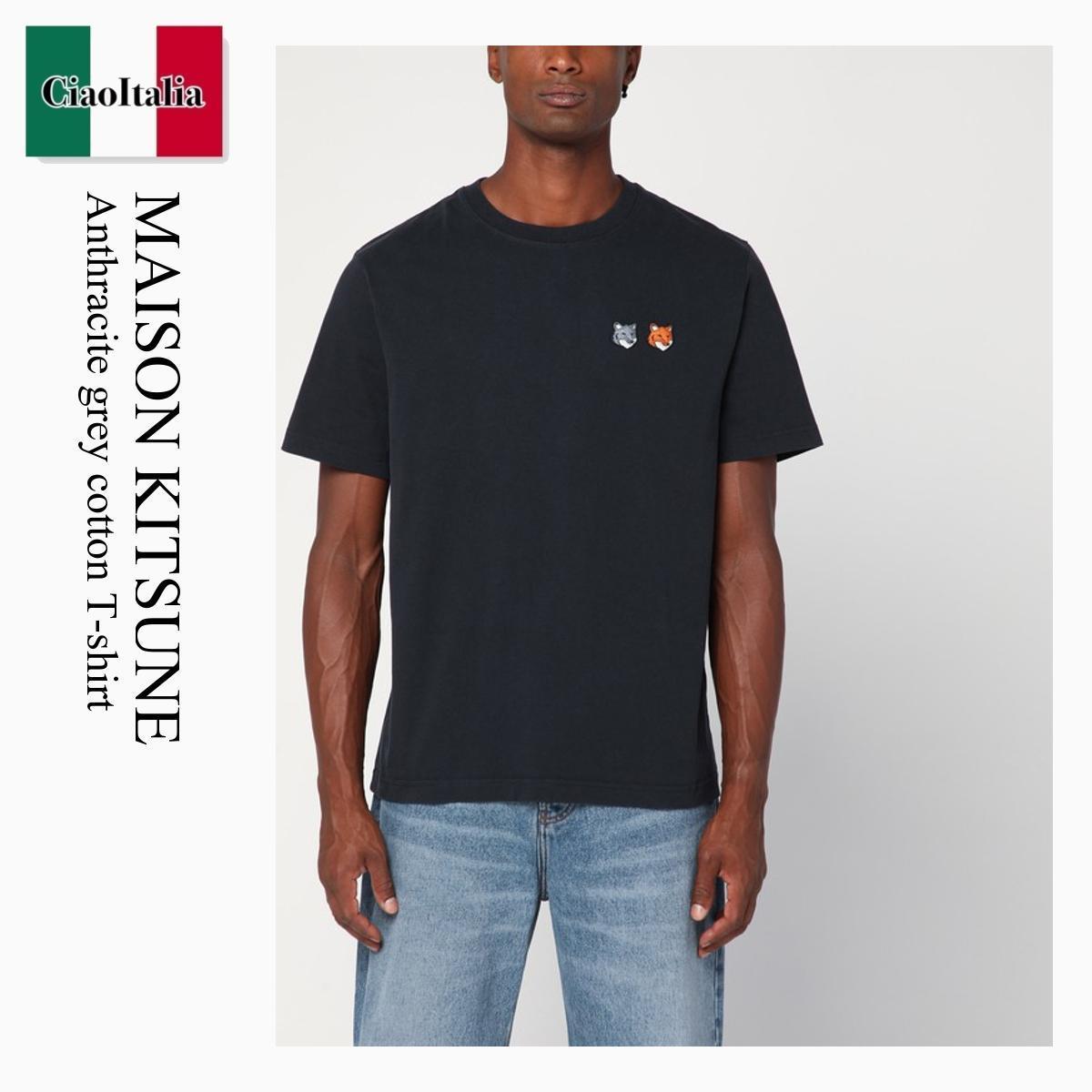 Tシャツ・カットソー Maison Kitsune Anthracite Grey Cotton T-Shirt