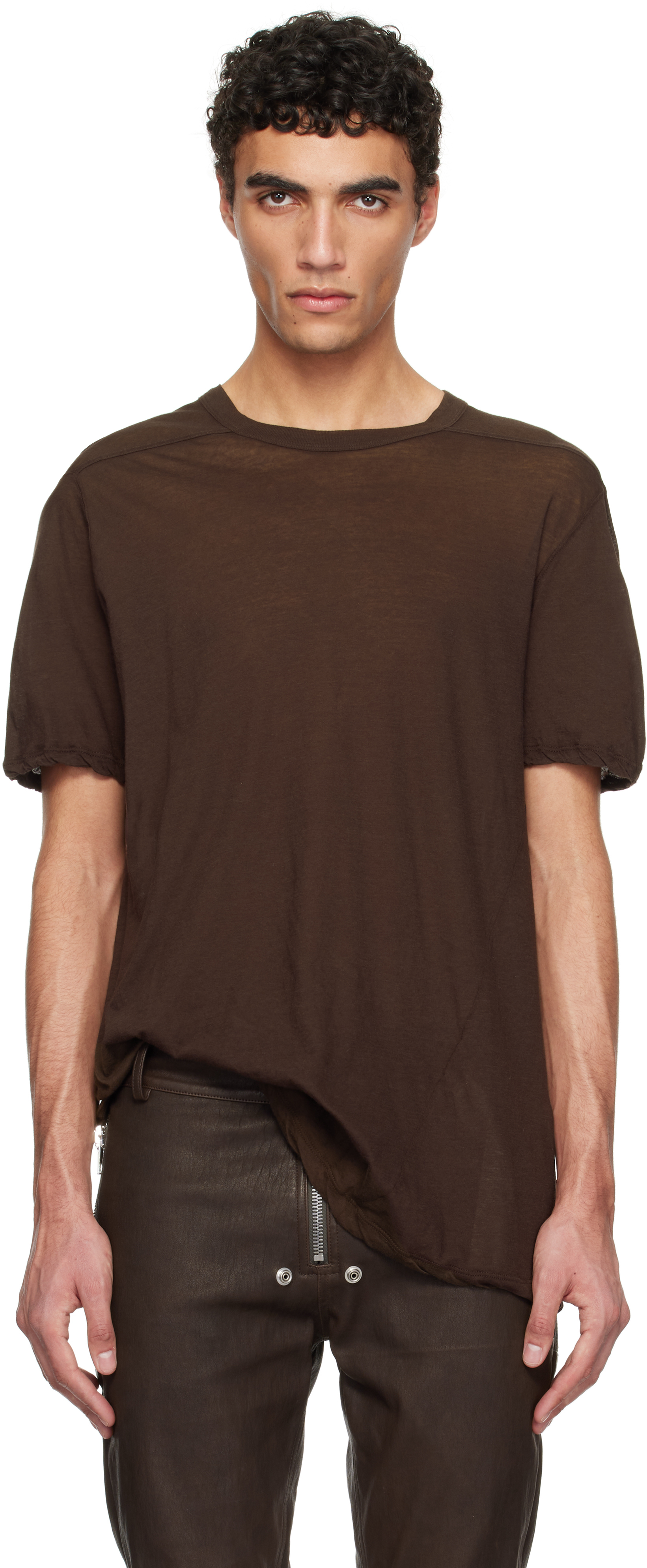 【関税込み】Rick Owens ブラウン Hollywood Level Tシャツ