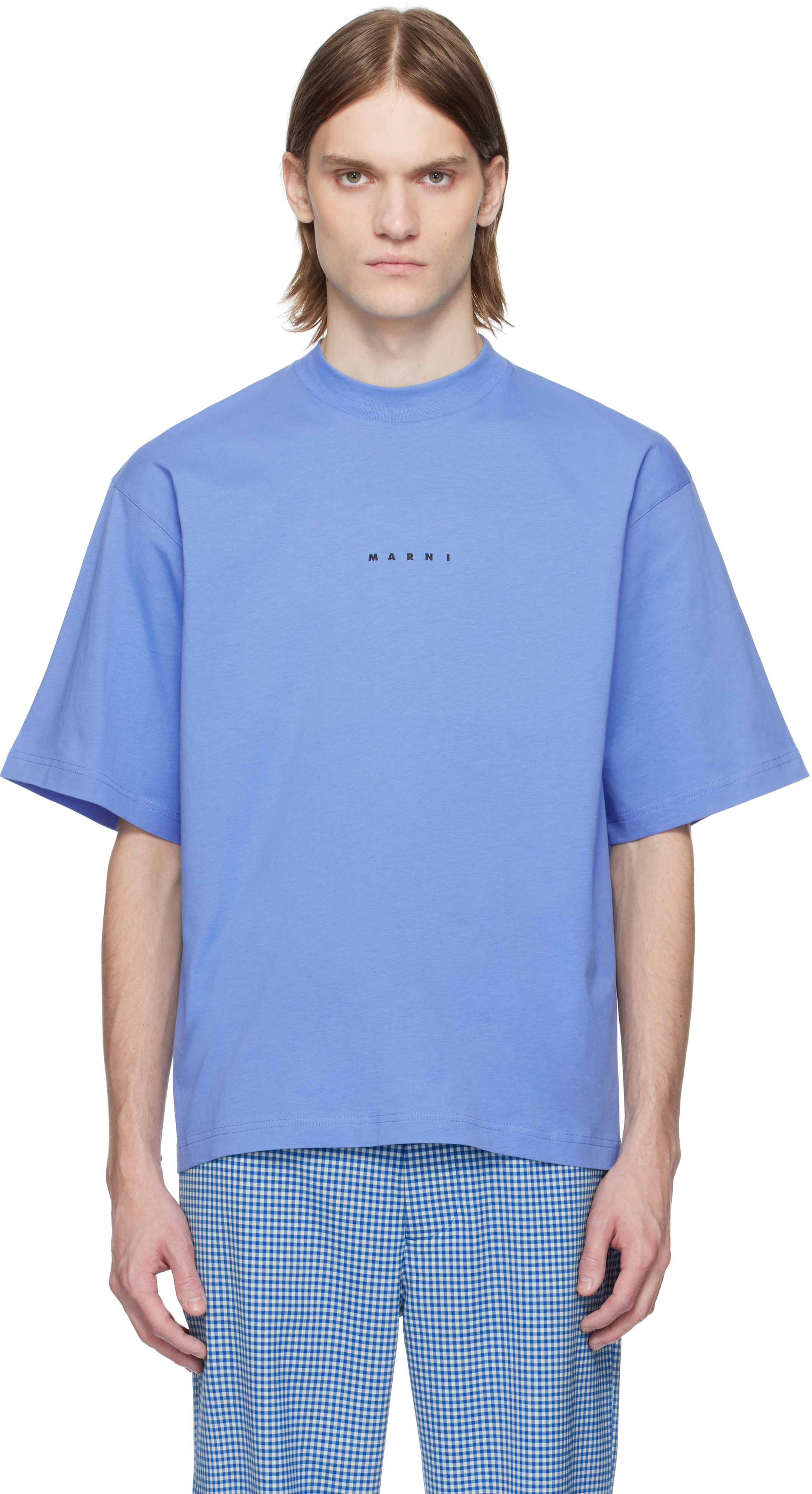 【関税込み】Marni ブルー Mini Logo 'Marni' Tシャツ