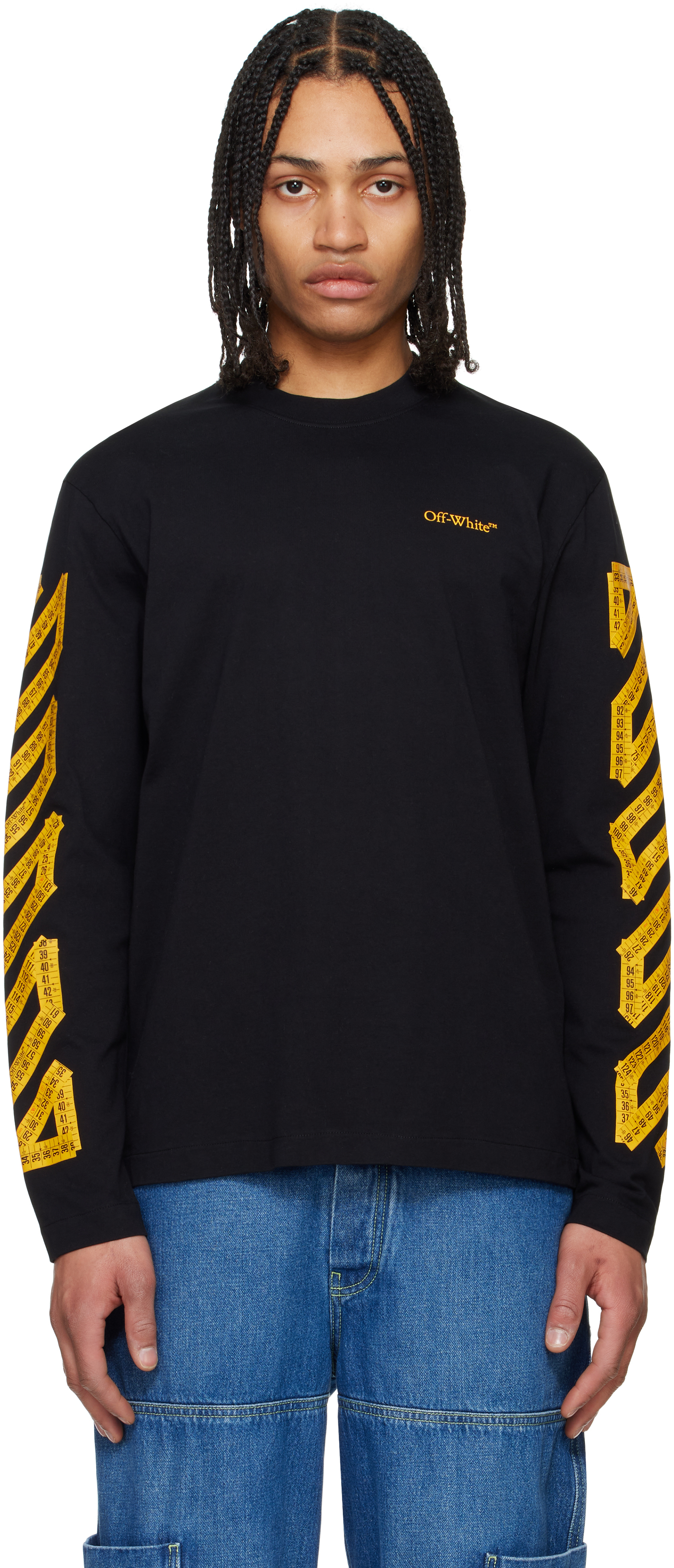 【関税込み】Off-White ブラック Tape Arrow Skate 長袖Tシャツ