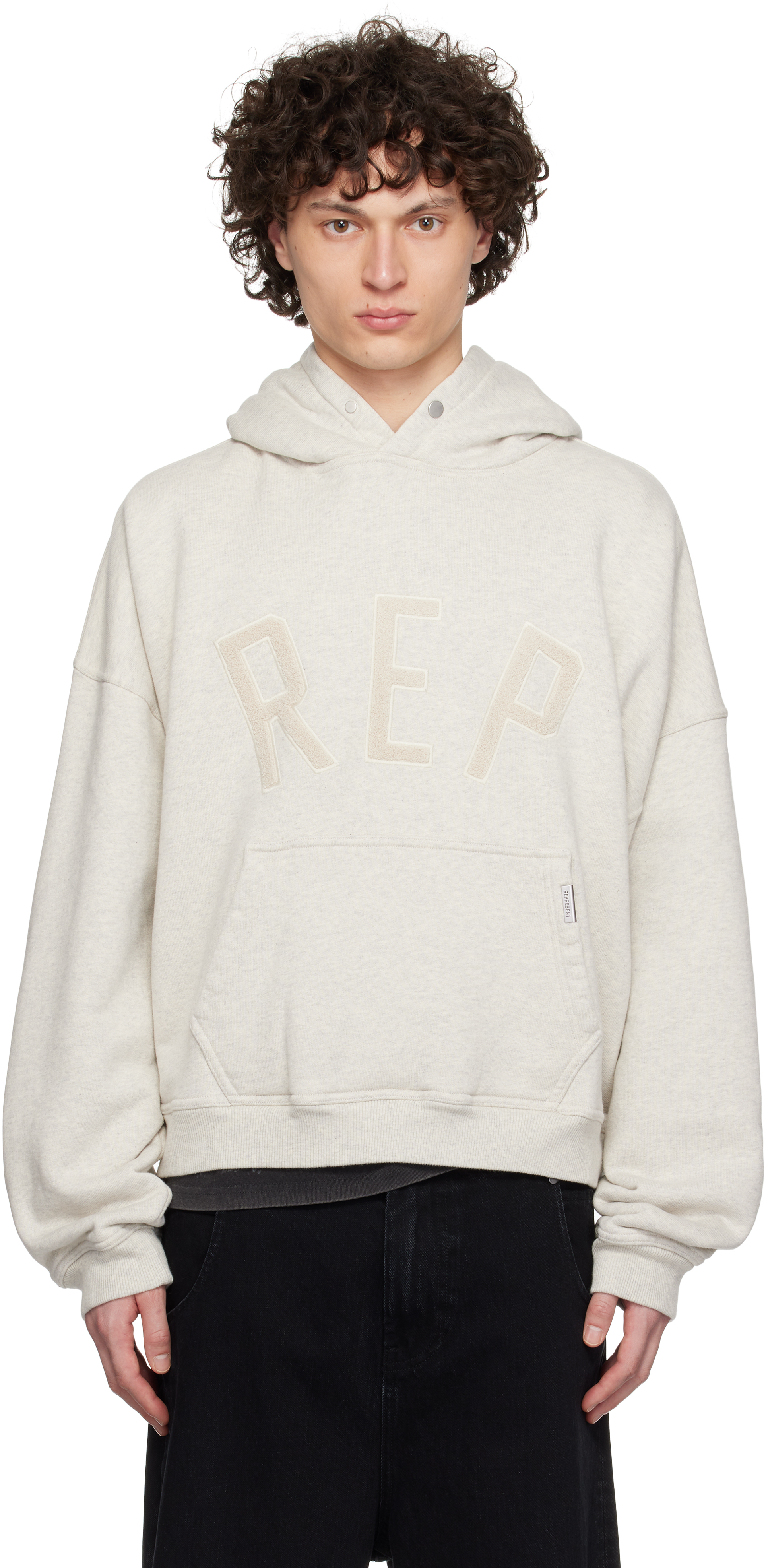 【関税込み】Represent グレー 'Rep' Applique フーディ