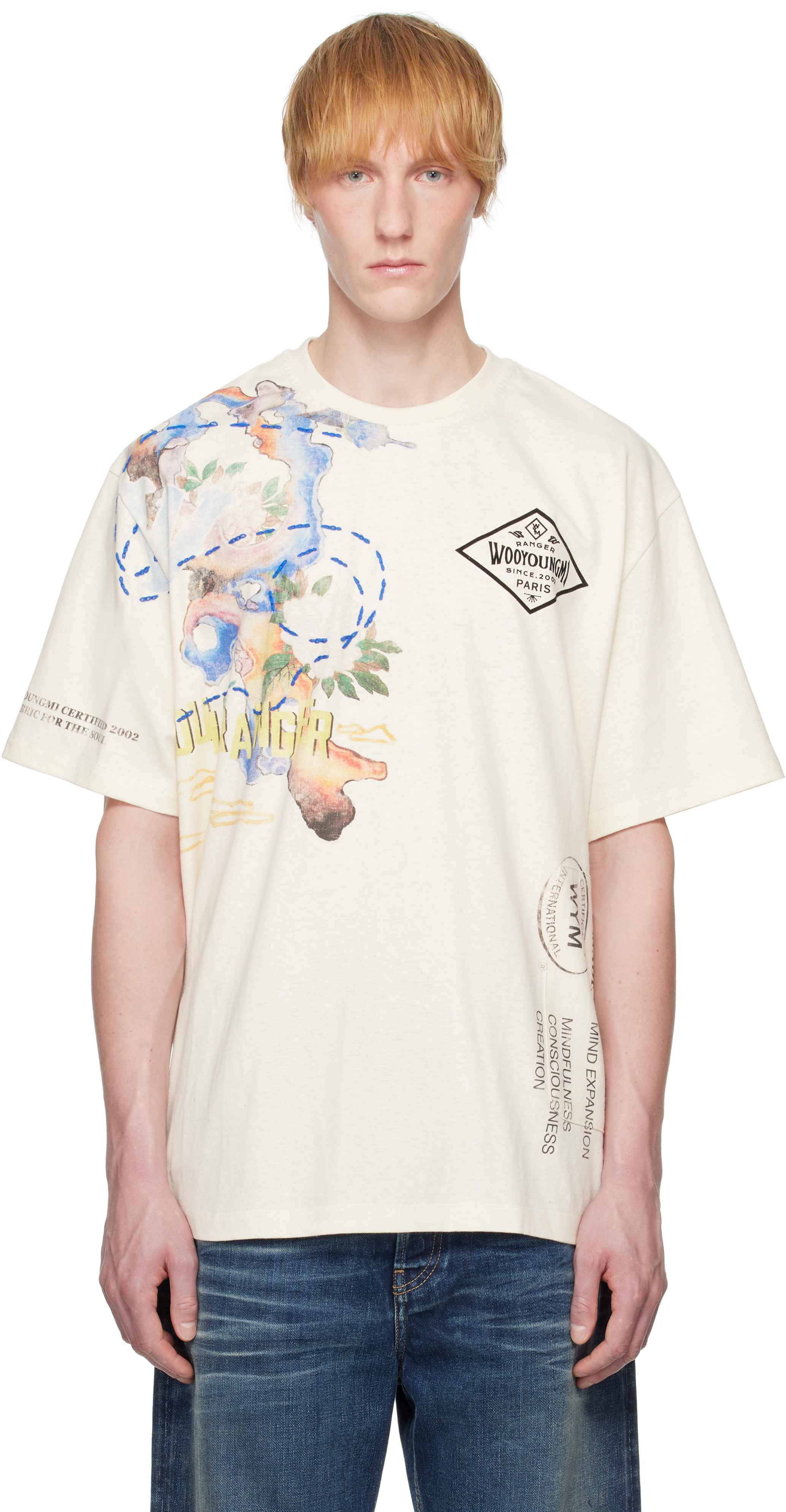 【関税込み】WOOYOUNGMI オフホワイト グラフィックTシャツ