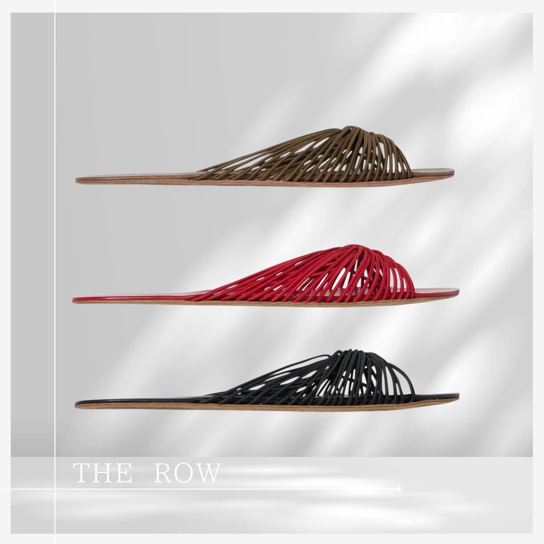 彫刻美サンダル【THE ROW】Saraゴムとレザーのスライドサンダル