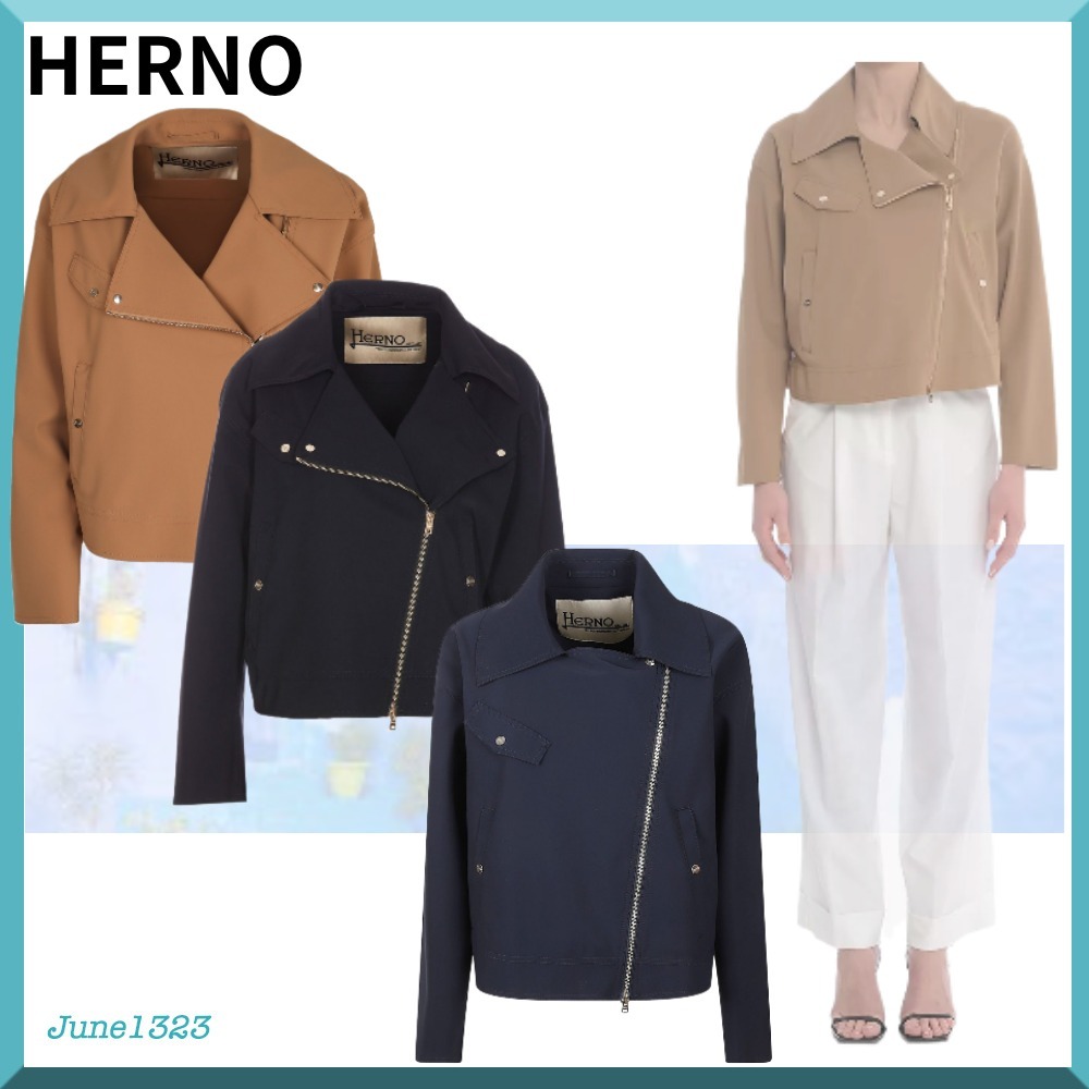 国内配送【HERNO】 FIRST-ACT バイカージャケット