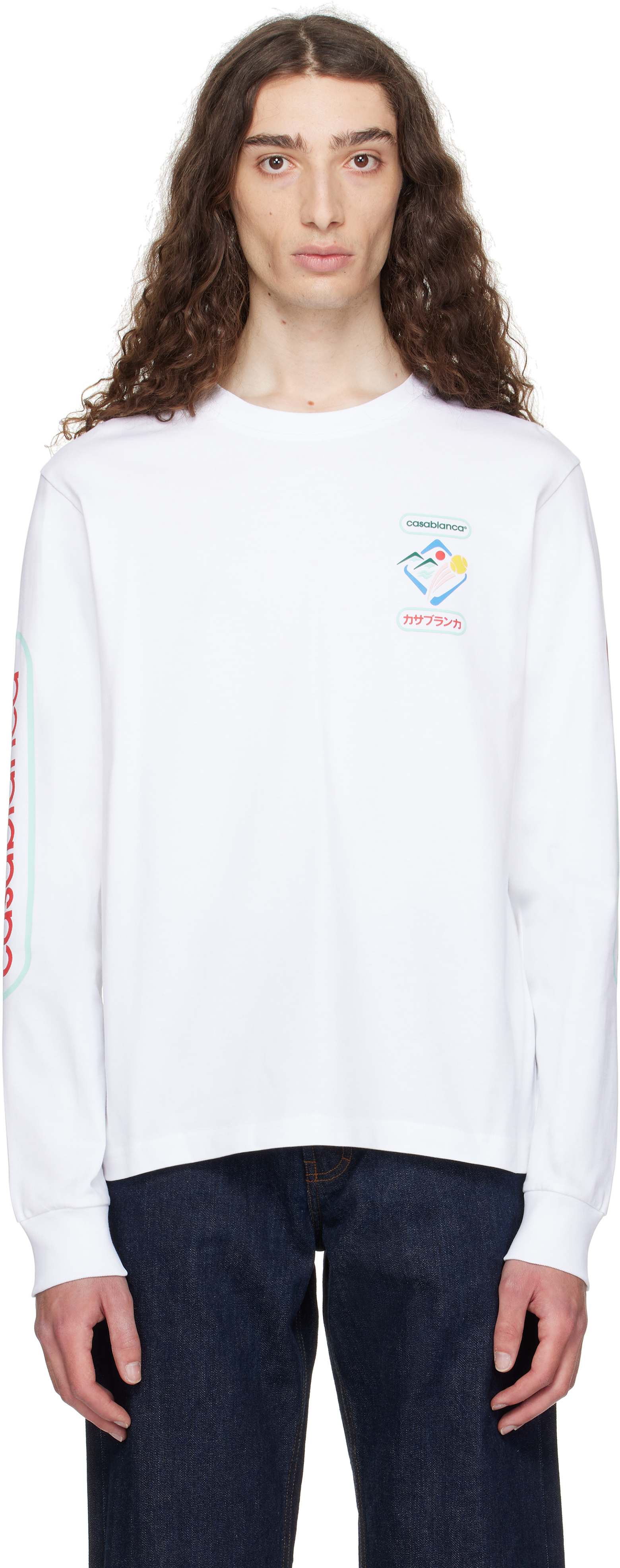 【関税込み】Casablanca ホワイト Fuji Dream 長袖Tシャツ