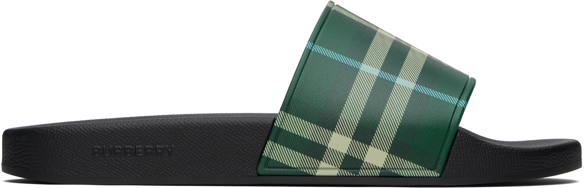 【関税込み】Burberry グリーン チェック プールスライド