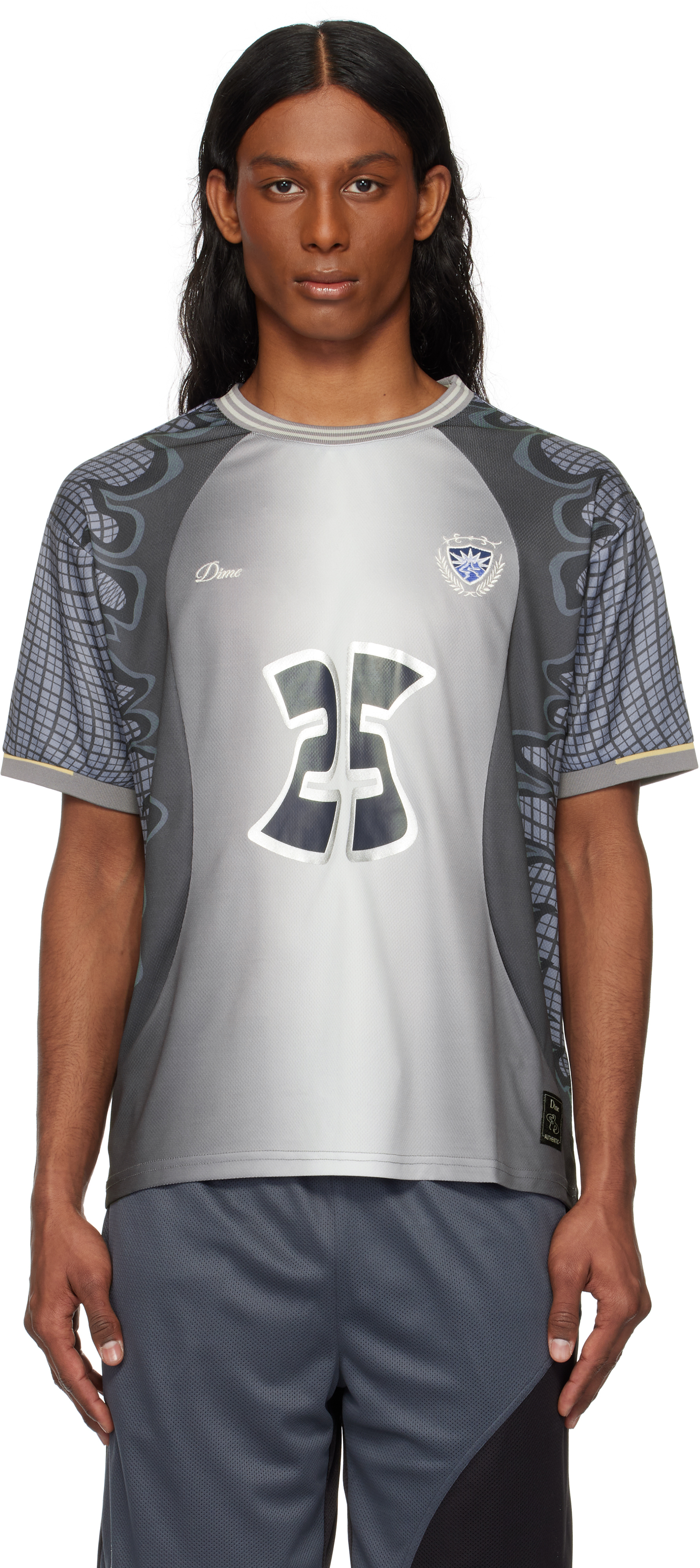 【関税込み】Dime ブルー＆グレー Holy Flame Jersey トップス