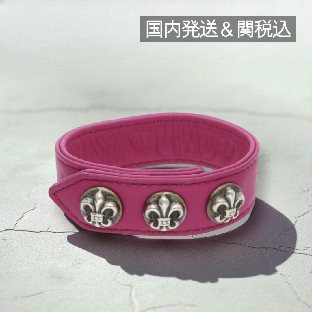 VINTAGE●CHROME HEARTS●フルール レザー ブレスレット