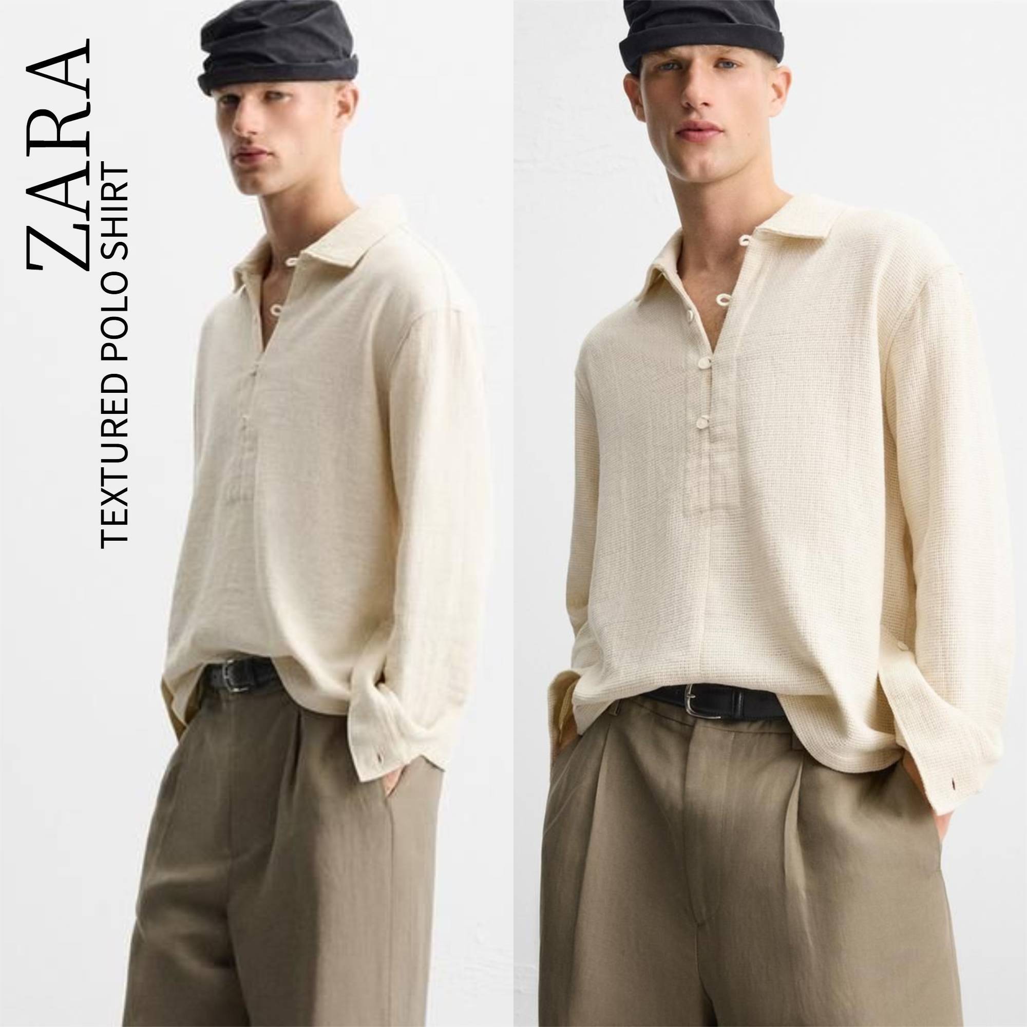 ZARA【NEW】TEXTURED POLO SHIRT