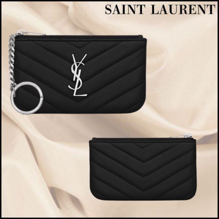 SAINT LAURENT★エレガント 上品 レザー ジッパー キーポーチ