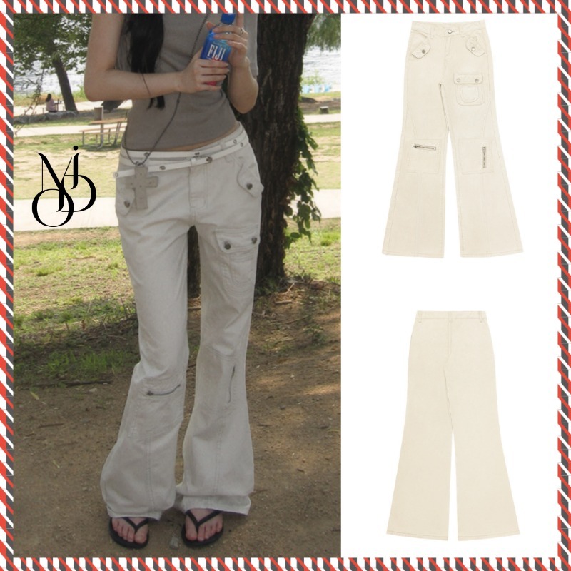 【MODIMOOD】CARGO POCKET BOOTCUT COTTON PANTS