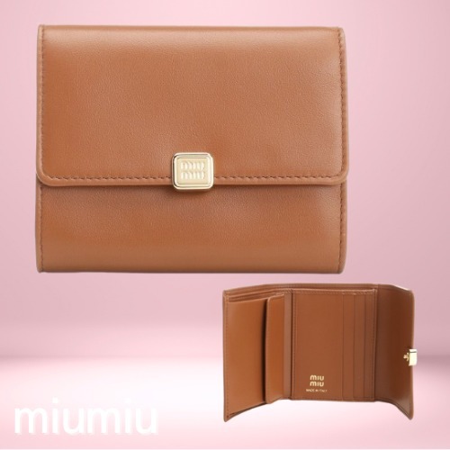 MiuMiu◆フレンチウォレット レザー キャメル