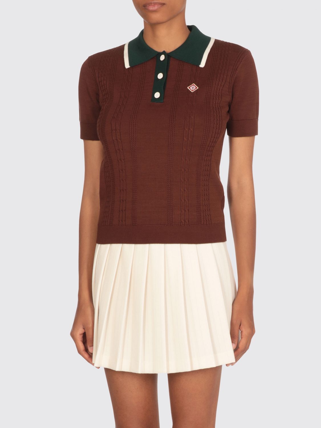 Tシャツ・カットソー CASABLANCA Woman Polo Shirt Brown WS25KW948 01