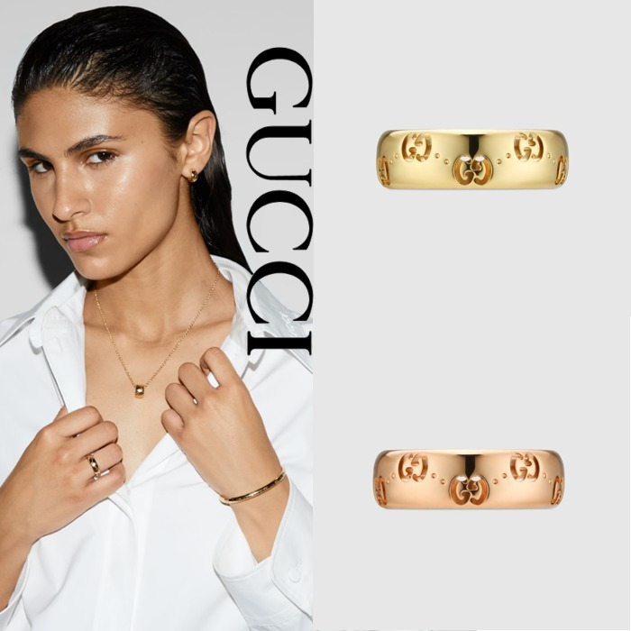 新作【GUCCI】〔アイコン〕GG 18K スリムリング、全2色