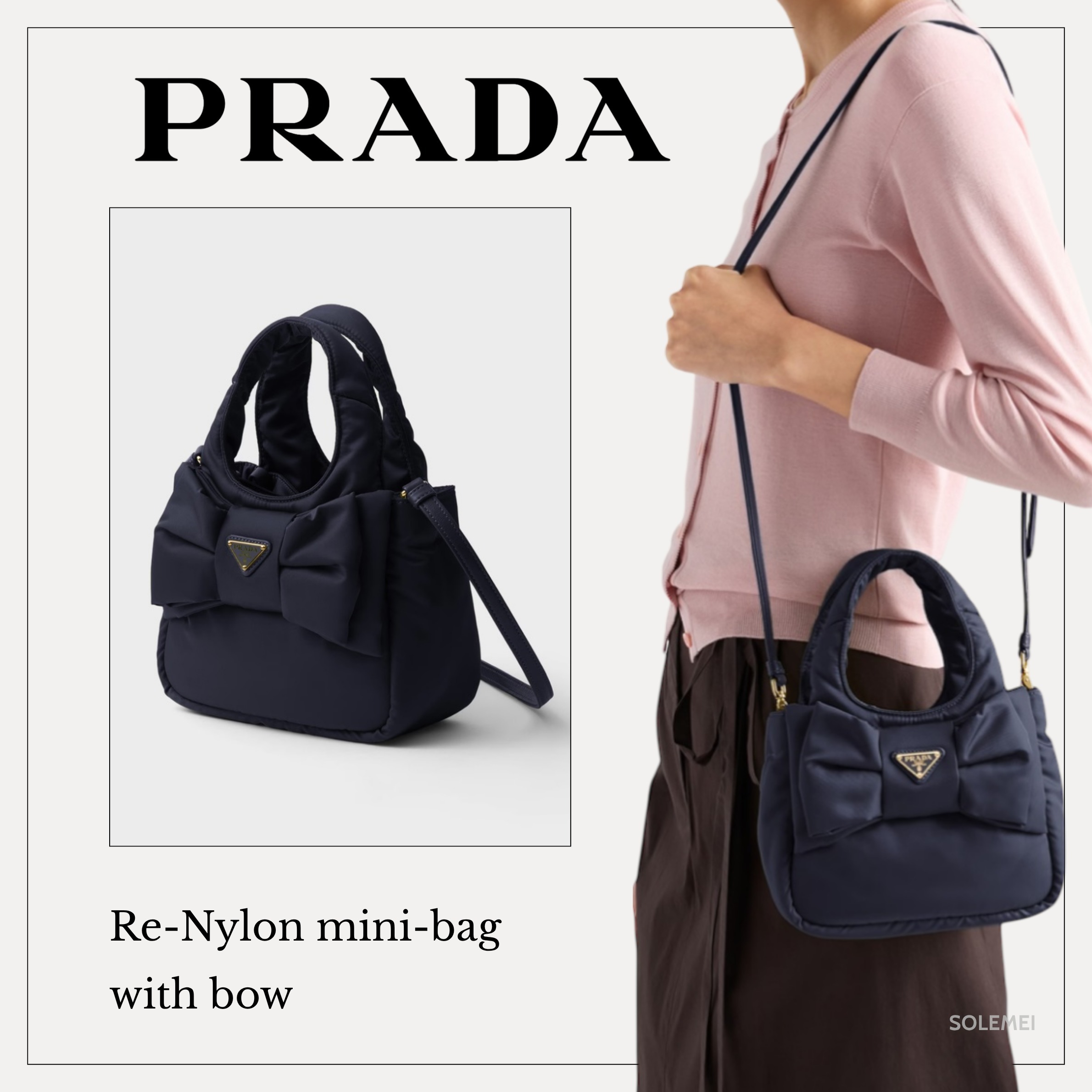 【関税・送料込】PRADA リボン リナイロン バッグ ブルー 新作
