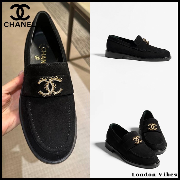 豪華CCロゴ♪ CHANEL ローファー スエード 25A