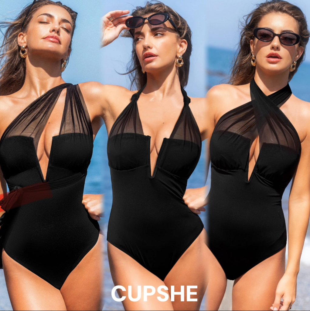 〈国内検品〉CUPSHE 3WAY ワンピース水着 black