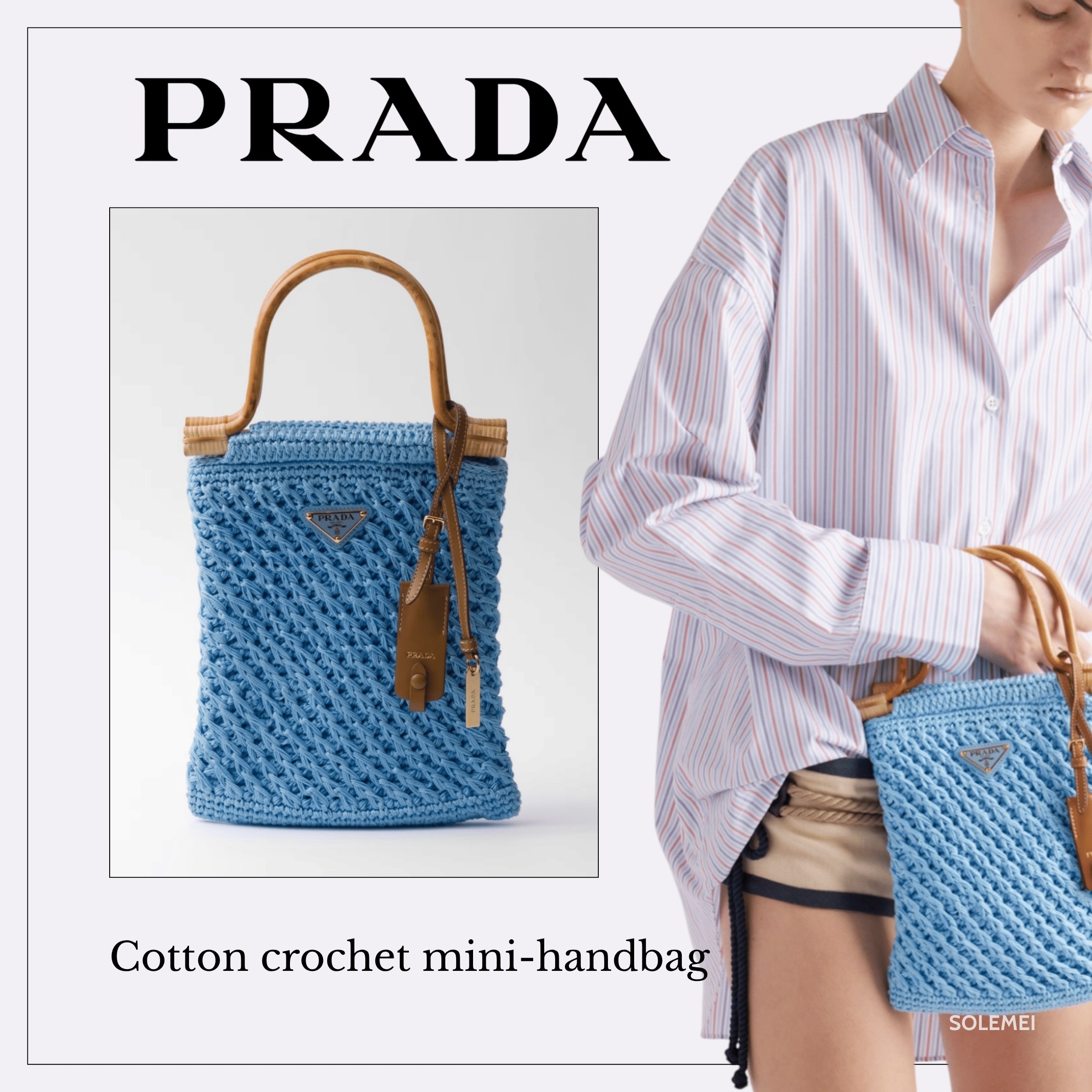 【関税・送料込】PRADA コットンクロシェ バッグ ブルー 新作