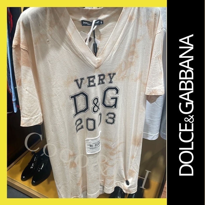 Dolce&Gabbana DGロゴプリント コットン ベージュ Tシャツ