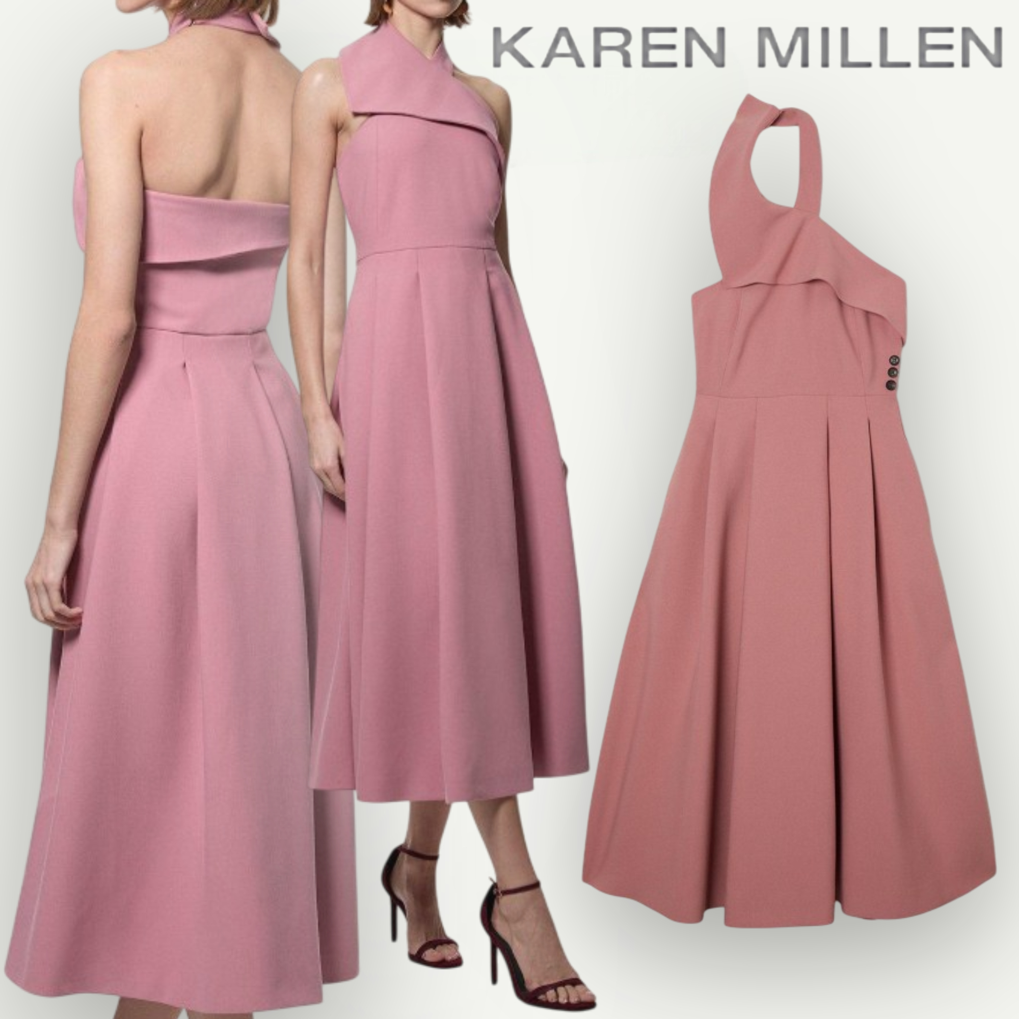 【KAREN MILLEN】ストレッチ ホルターネック マキシドレス