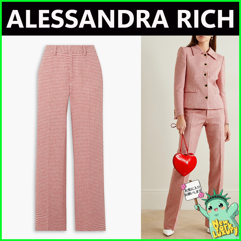ALESSANDRA RICH★素敵！チェックスパンコールツイードパンツ