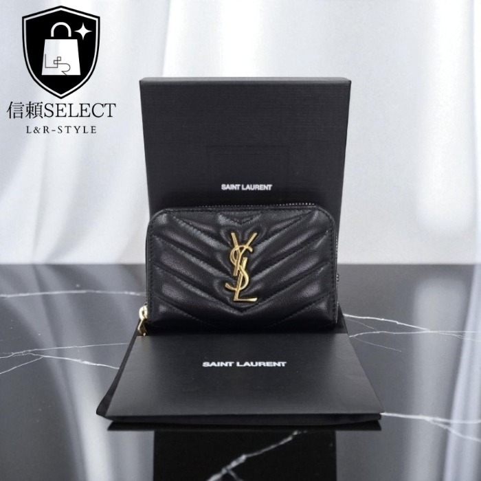 【SAINT LAURENT】キルティングレザー コインカード財布・中古