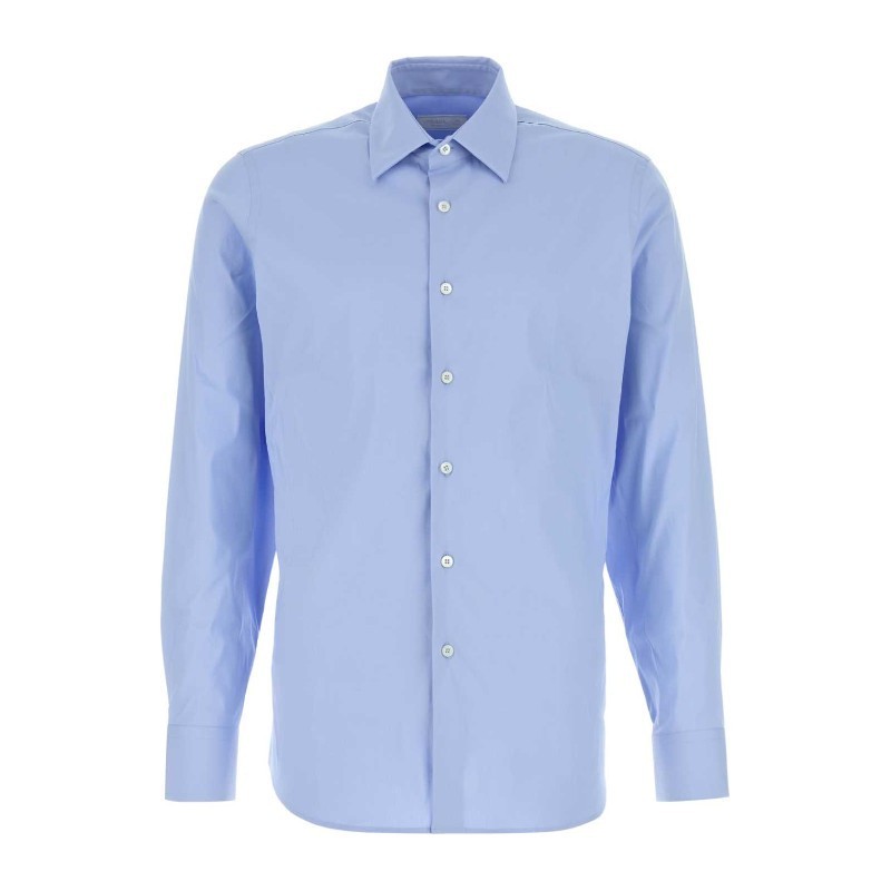 Tシャツ・カットソー PRADA Light blue stretch poplin shirt