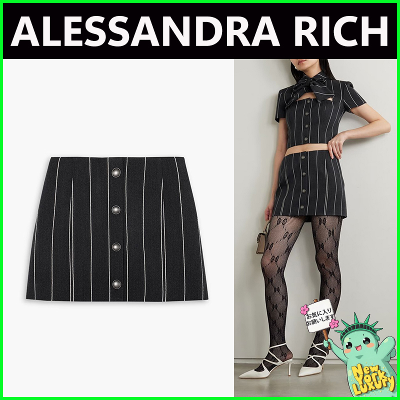 ALESSANDRA RICH★素敵！ピンストライプウール混ミニスカート