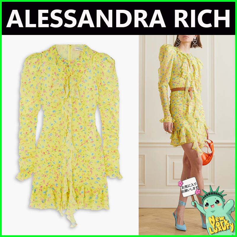 ALESSANDRA RICH★素敵！ラッフルシルクミニワンピース