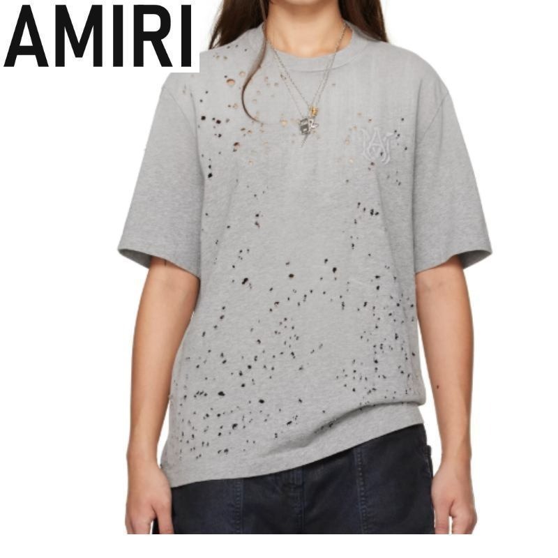 【AMIRI】グレー「MA」刺繍Tシャツ