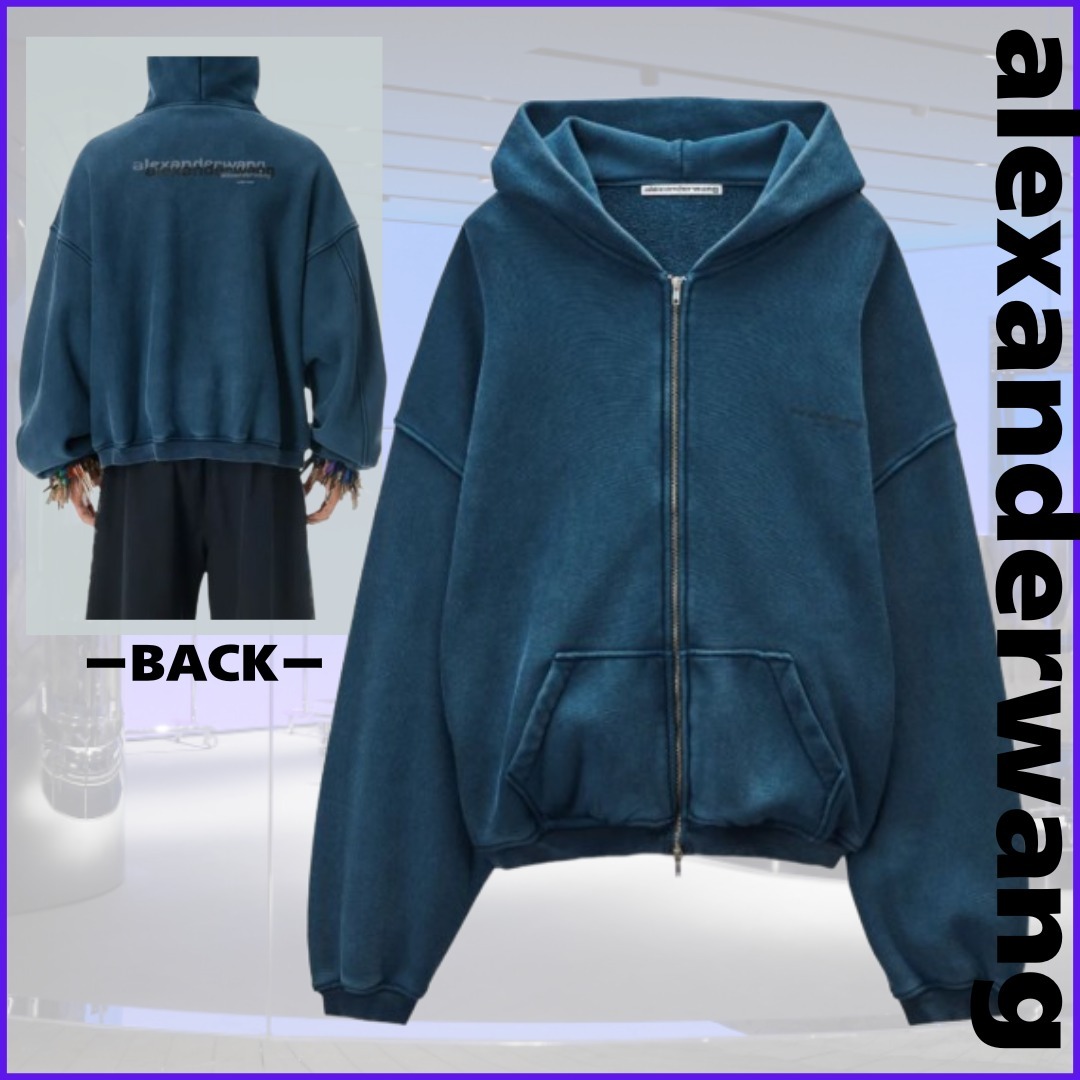 AlexanderWang ロゴプリントのジップアップパーカー