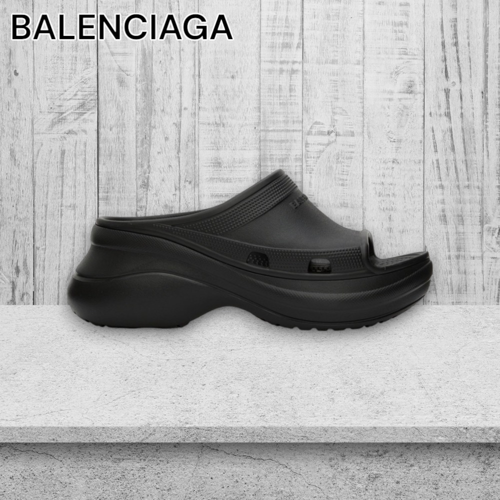【BALENCIAGA】Crocsエディション ブラック プールスライド