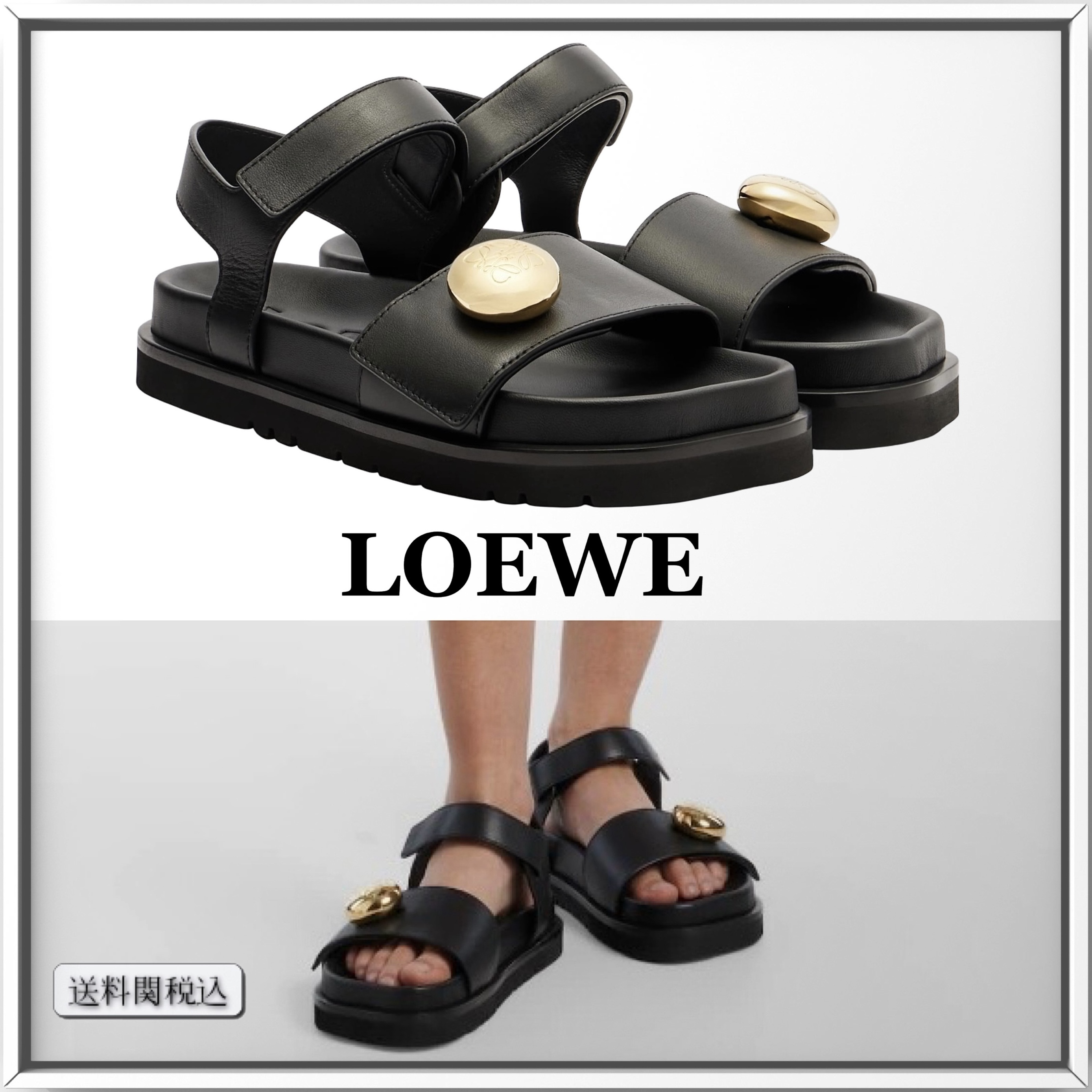 LOEWE ペブル レザー サンダル 人気