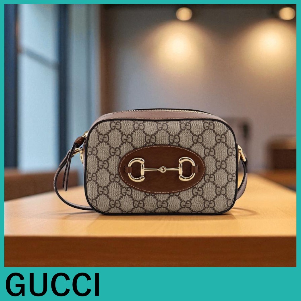 GUCCI★GG Supreme ファブリック&レザーショルダーバッグ