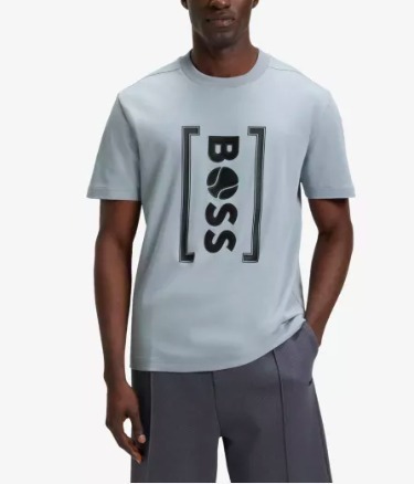 《通気性良い》HUGOBOSS ロゴプリント 半袖コットン Tシャツ