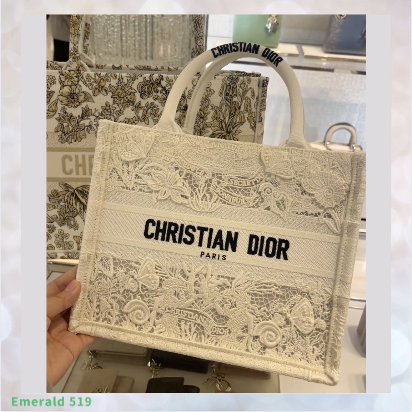 【こだわりの刺繍★】DIOR BOOK TOTE ブックトート 白 スモール