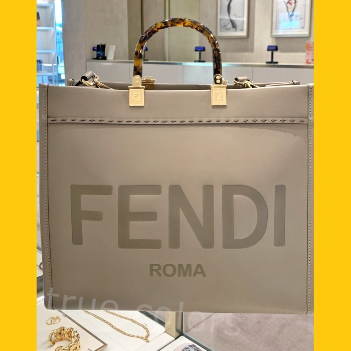 FENDI フェンディ べっ甲風ハンドル SUNSHINE Mediumトート*GREY
