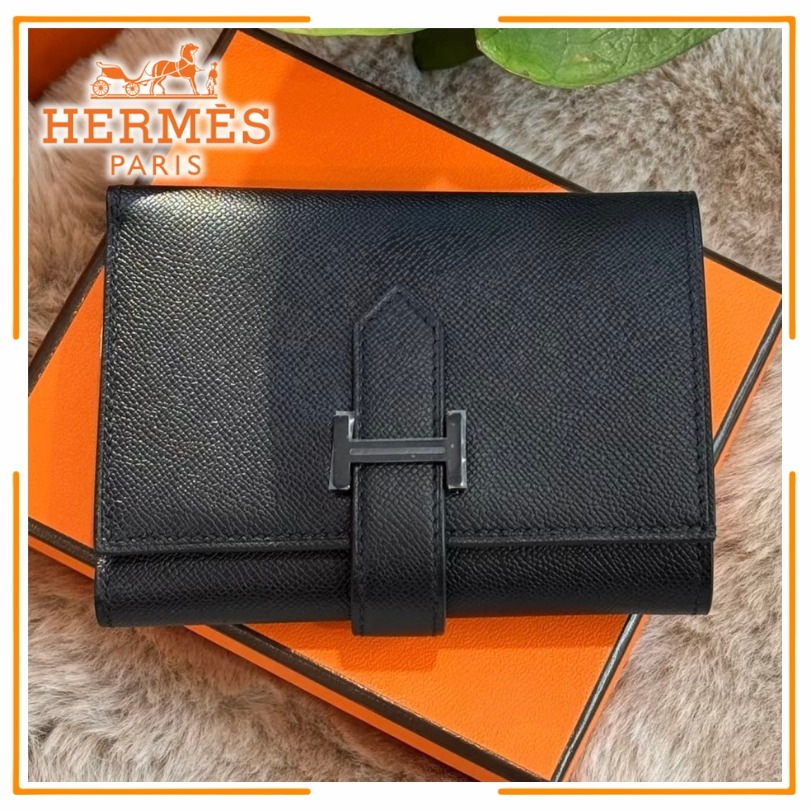 モノトーンで上品【HERMES】べアン モノクローム 折りたたみ財布
