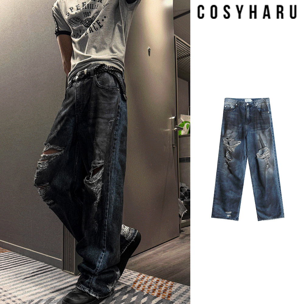 【COSYHARU】25SS Summer Destroyed Denim PT