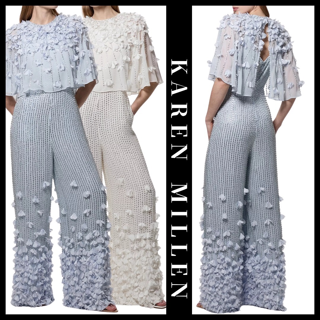 KAREN MILLEN 日本未入荷 クリスタル アップリケ ビーズ ワイド