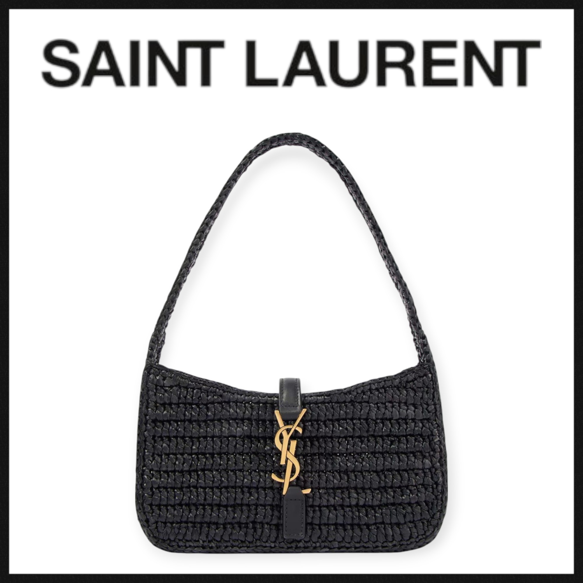 Saint Laurent パニエ スモール ラフィア バケットバッグ