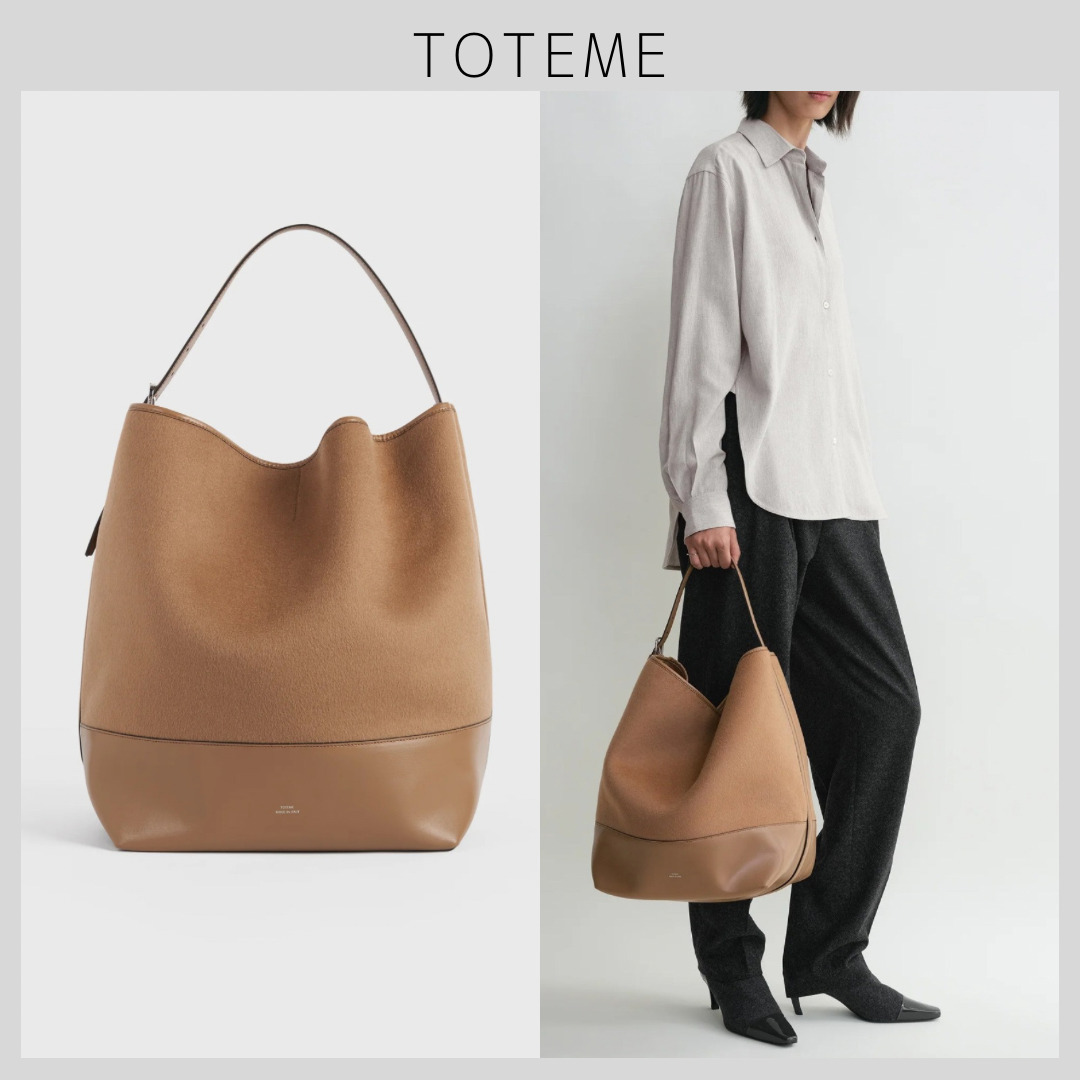 【TOTEME】ベルトダブルトート キャメル バッグ 上質な逸品
