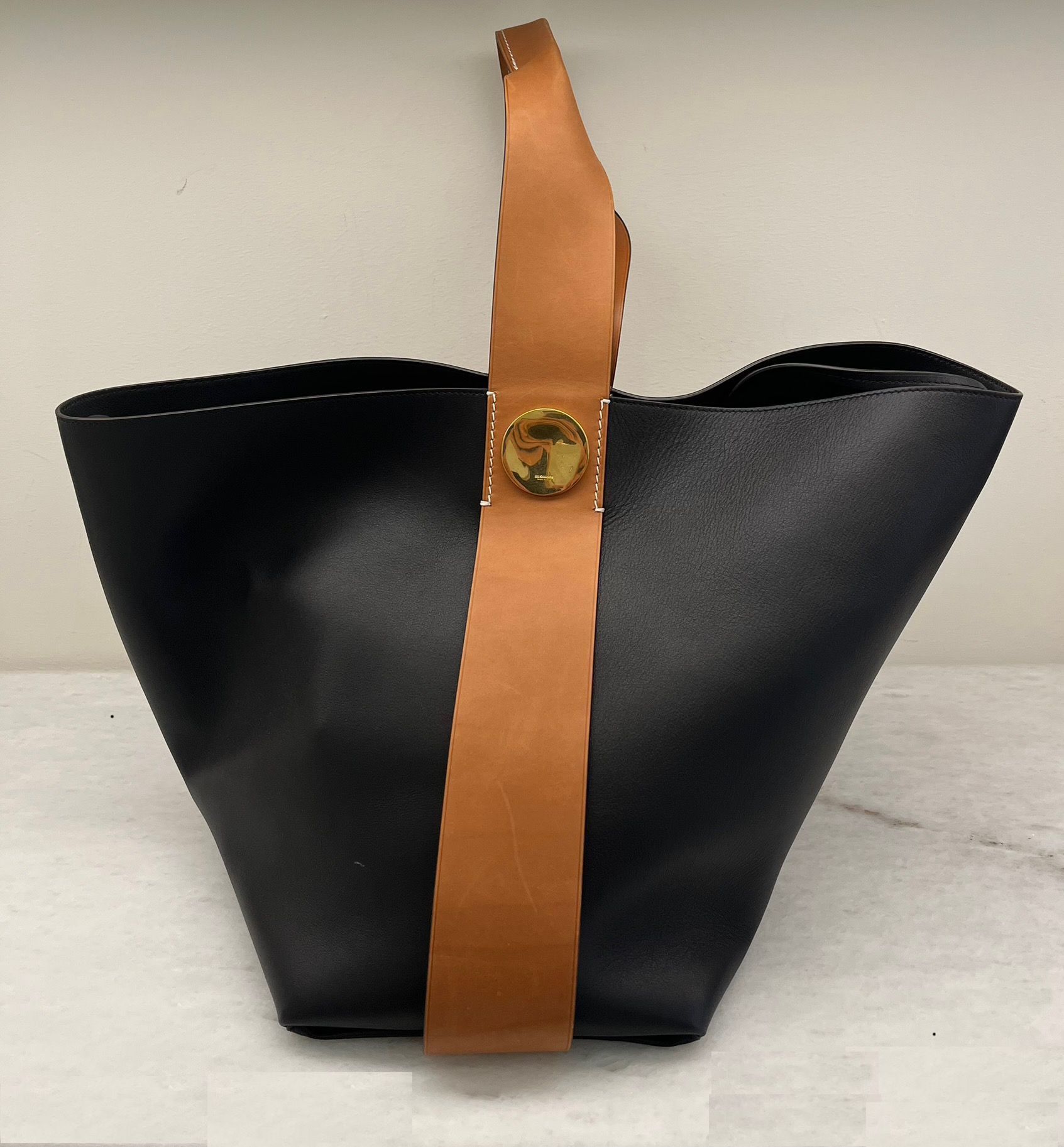 期間限定VIPセール●JIL SANDER●バイカラー レザーハンドバッグ